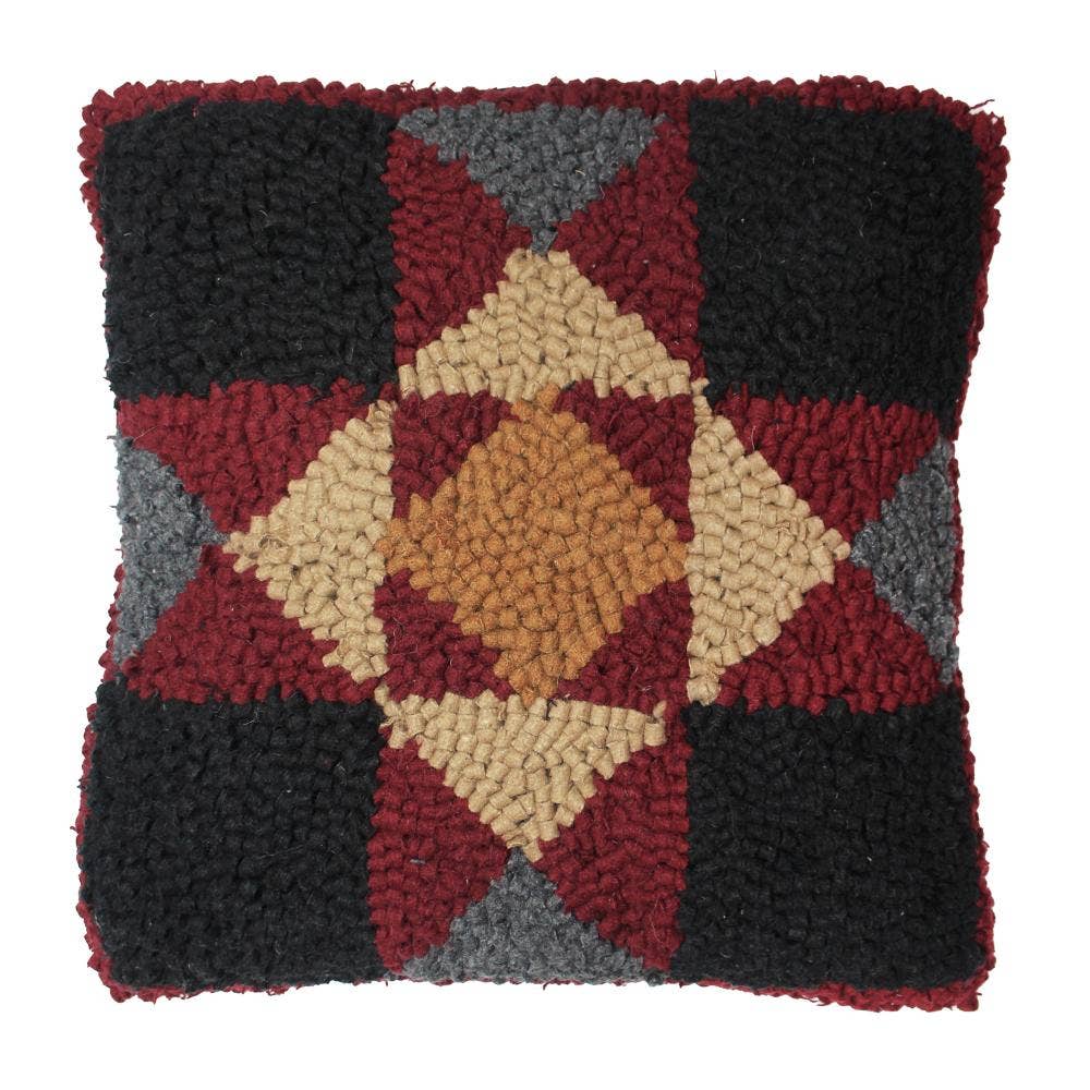 Quilt Square Wool hooked Pillow PL264002 - hcbyraghu