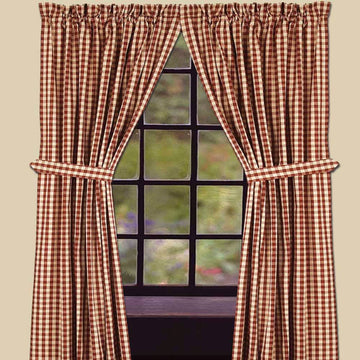 Barn Red Nutmeg Heritage House Check Barn Red 63" Panels Lined - Home Collections by Raghu