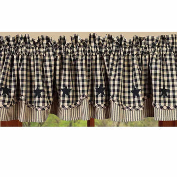 Black Nutmeg Heritage House Check W/ Black Star Fairfield Valance Lined VF040011