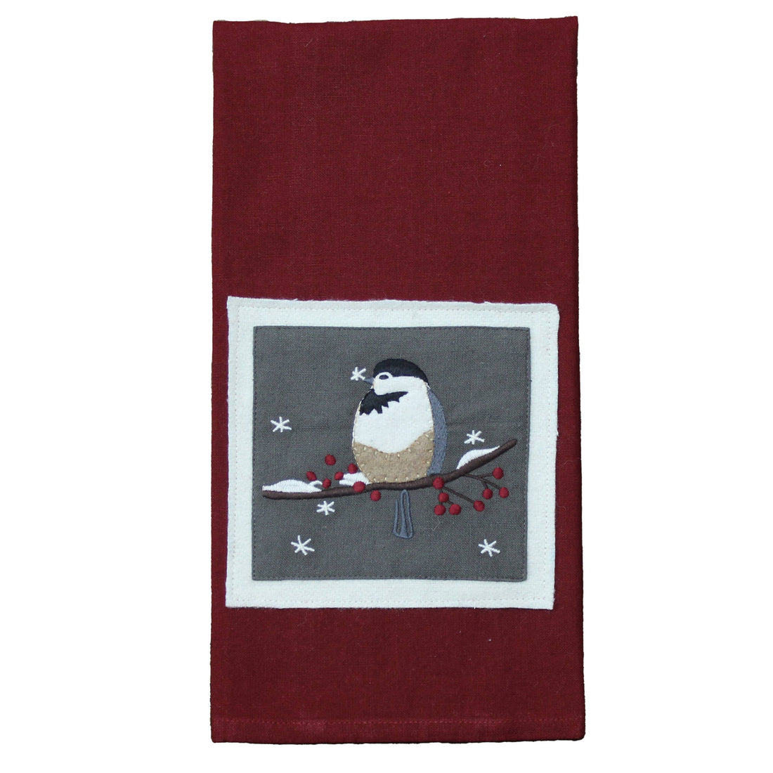 Chickadees Red towel  - Home Collections by Raghu