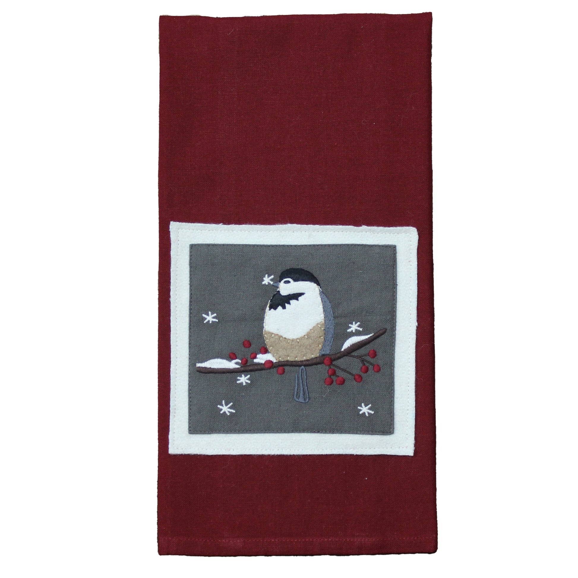 Chickadees Red towel  - Home Collections by Raghu