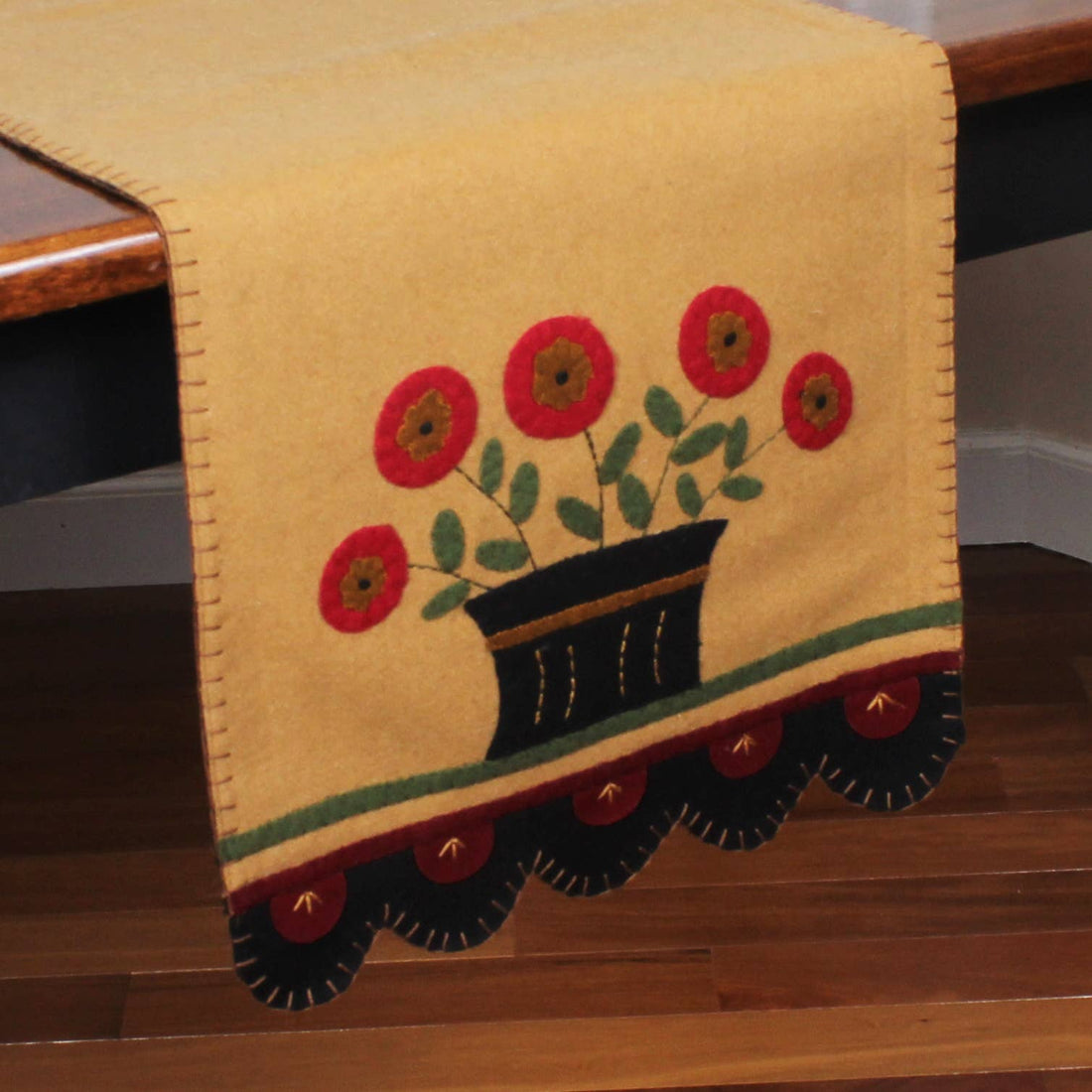 Folk Flower Basket Table Runner - Home Collections by Raghu