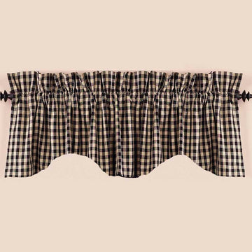 Black-Nutmeg Heritage House Check Black Scalloped Valance - Lined - Home Collections by Raghu