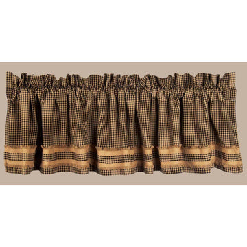 Black Oat Newbury Gingham Black W/Oat Trim Valance Lined VLAR0013