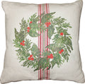 Holiday Grain Sack Cream, Red, Grn Pillow  - Home Collections by Raghu