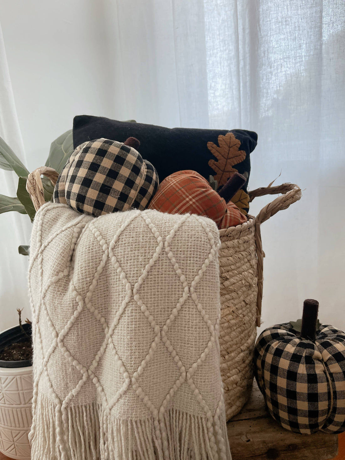 Stuffed Pumpkin Ornament 4" x 3" Pumpkin Spice - Home Collections by Raghu