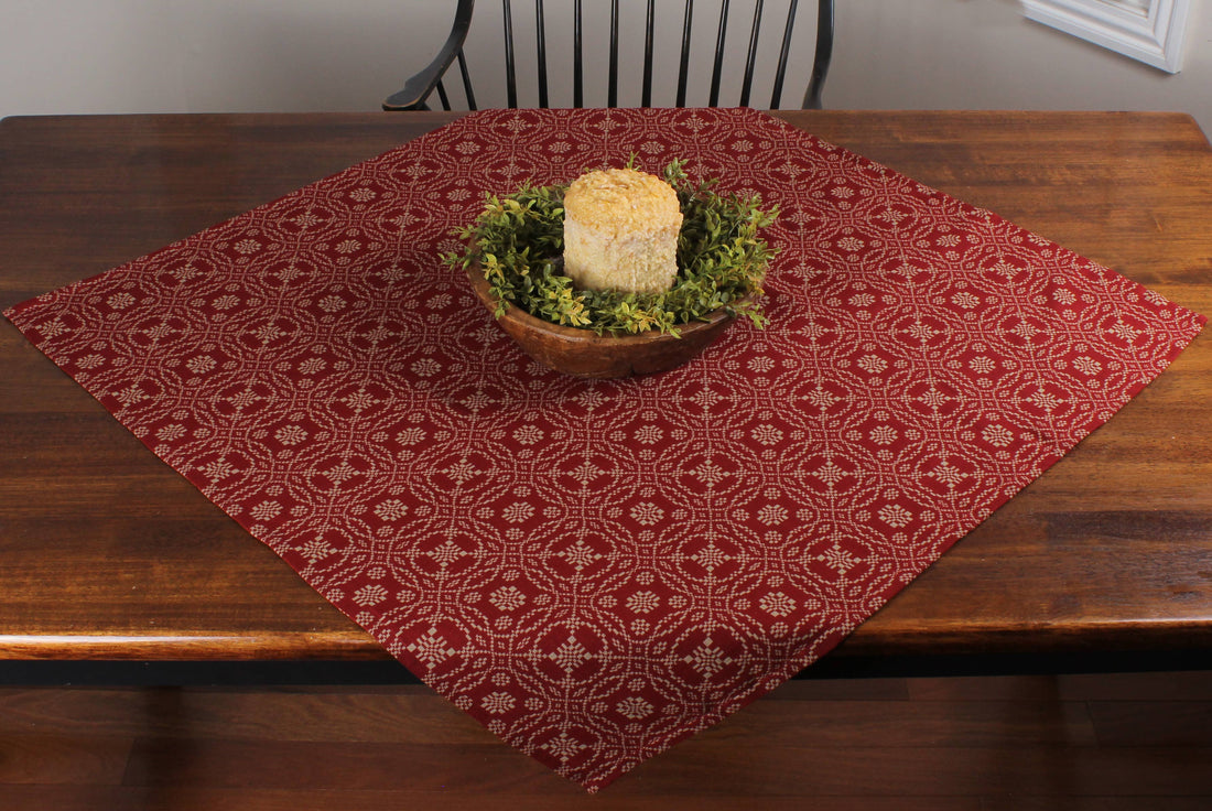 Lover's Knot  Barn Red Table Square 36 In - Home Collections by Raghu