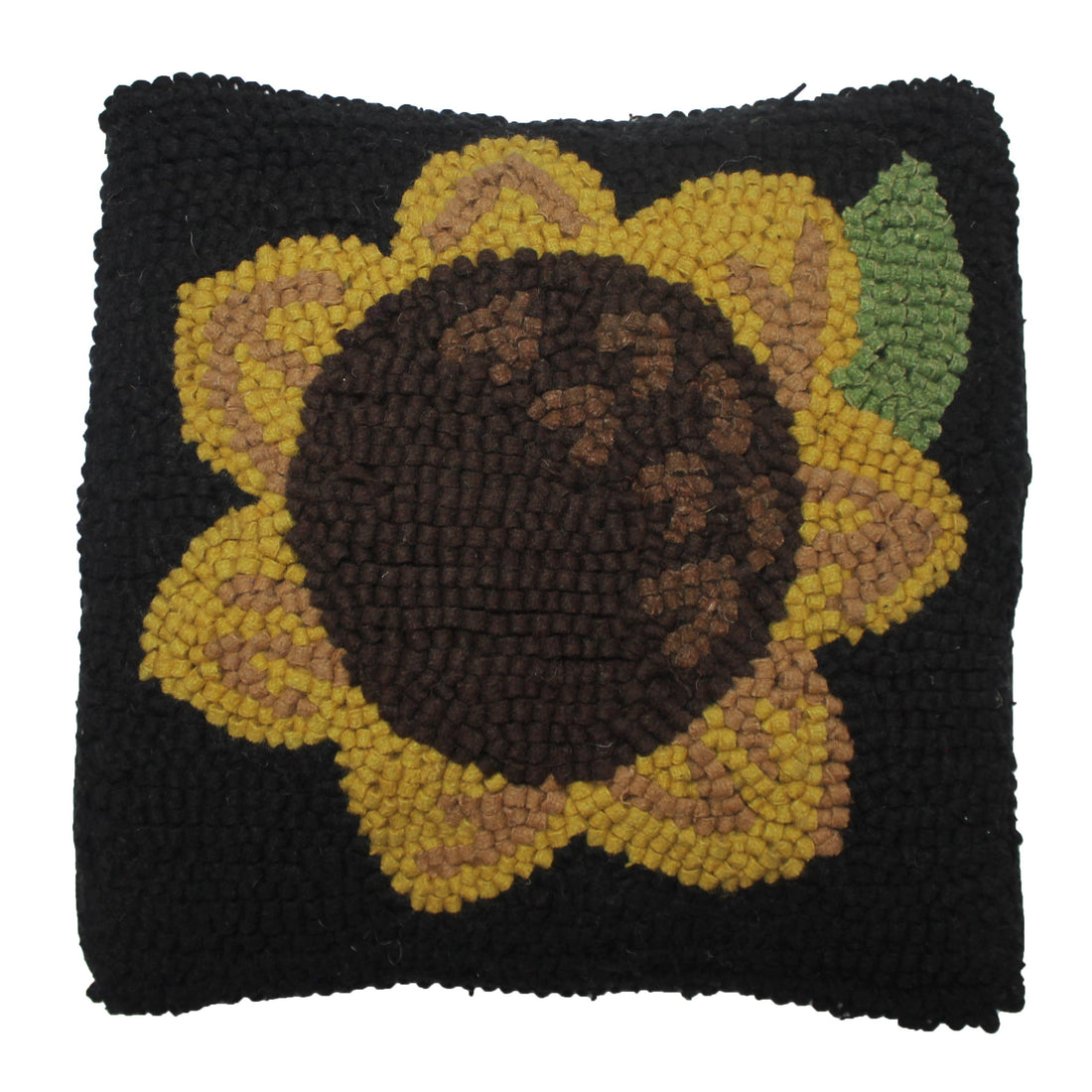 Sunflower Wool Hooked Pillow 14 In - Home Collections by Raghu