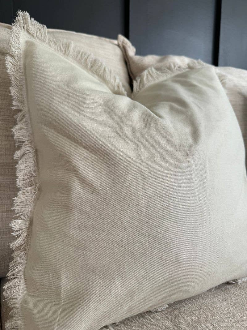 Oatmeal Square Frayed Pillow