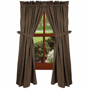 Black - Oat Newbury Gingham 63" Panels - Lined - Home Collections by Raghu