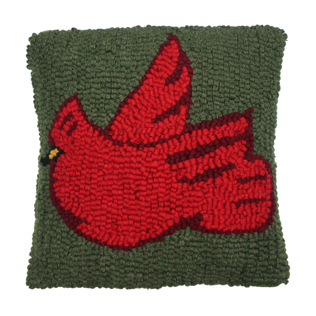 Cardinal Wool Hooked  Pillow 14 In - Home Collections by Raghu
