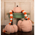 Cream Orange Ticking Pumpkin 8x6 Ornament-  Home Collections by Raghu