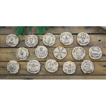 Circle Embroidered Ornaments Set of 15 Ornament - Home Collections by Raghu