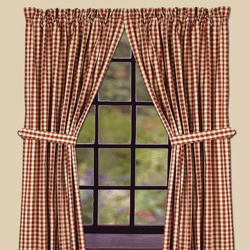 Barn Red-Nutmeg Heritage House Check Barn Red Drapery 86" Panels - Lined - Home Collections by Raghu