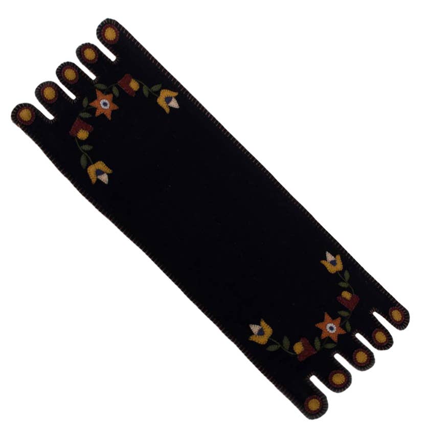 Black Flowering Vine Table Runner - Home Collections by Raghu