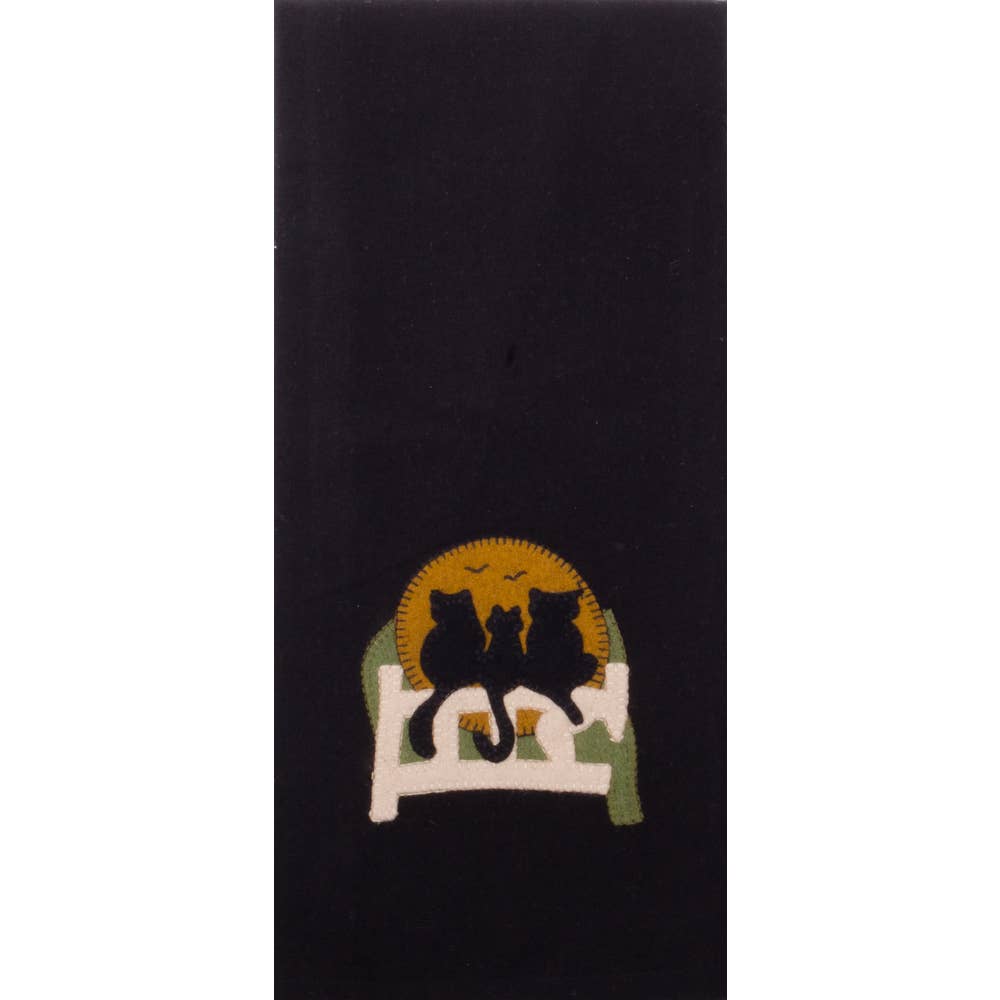 Cats on a Fence Towel Black - Set of Two - Home Collections by Raghu