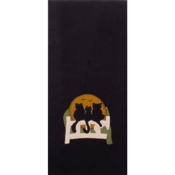 Cats on a Fence Towel Black - Set of Two - Home Collections by Raghu