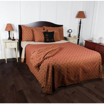 Barn Red Nutmeg Marshfield Jacquard Bed Cover King - Home Collections by Raghu