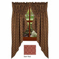 Barn Red Tan Marshfield Jacquard Gathered Swag Lined - Home Collections by Raghu