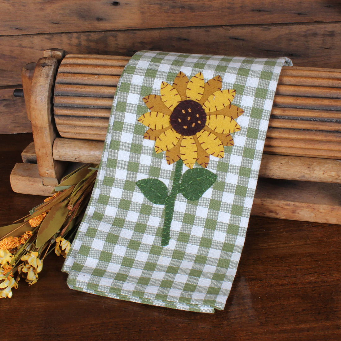 Sunflower Sage Check Towel- Set of Two - Home Collections by Raghu