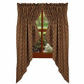 Black-Tan Marshfield Jacquard Gathered Swag - Lined - Home Collections by Raghu