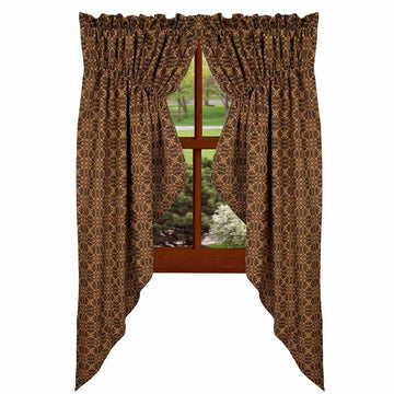Black-Tan Marshfield Jacquard Gathered Swag - Lined - Home Collections by Raghu