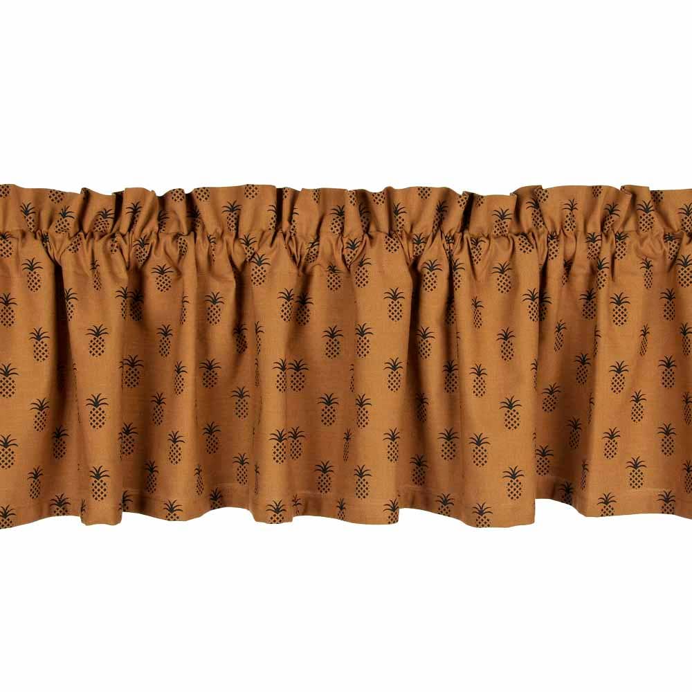 Mocha - Black Pineapple Town Valance - Lined - Home Collections by Raghu