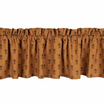 Mocha - Black Pineapple Town Valance - Lined - Home Collections by Raghu