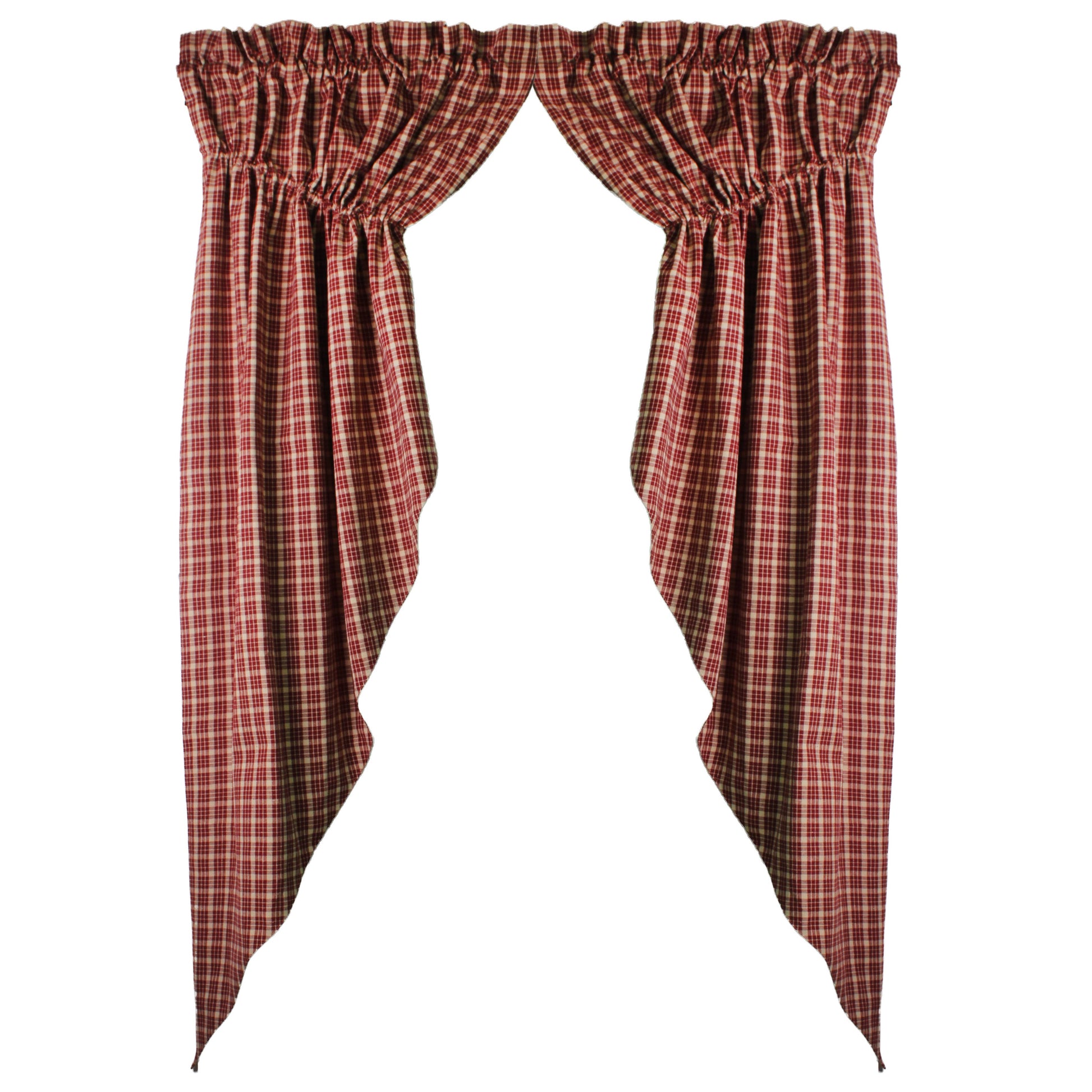 Appleton Barn Red  Plaid Gathered Swag C6113017- Home Collections by Raghu