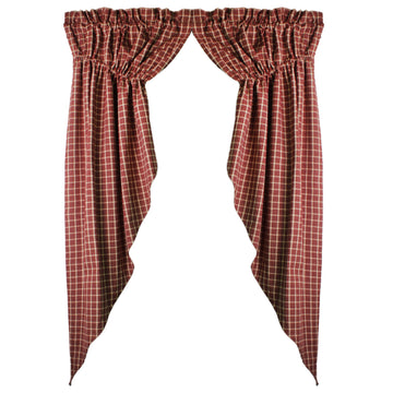 Appleton Barn Red  Plaid Gathered Swag C6113017- Home Collections by Raghu