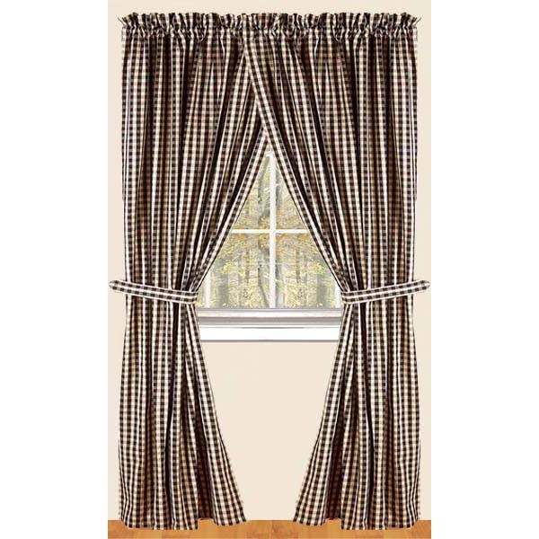 Black Nutmeg Heritage House Check Black 63" Panels Lined - Home Collections by Raghu