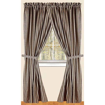 Black Nutmeg Heritage House Check Black 63" Panels Lined - Home Collections by Raghu