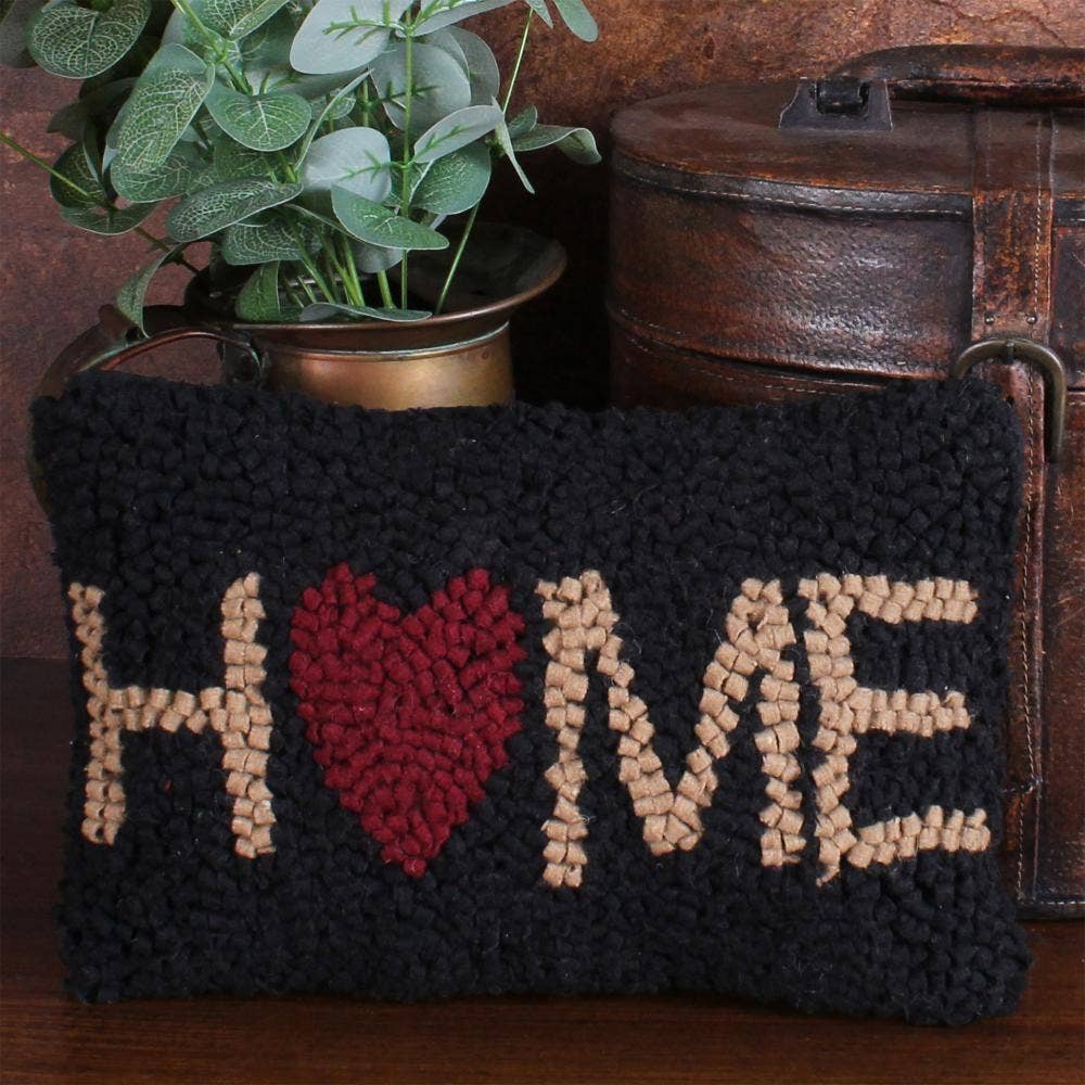 Home Hooked Pillow 8x12  Black PL573511