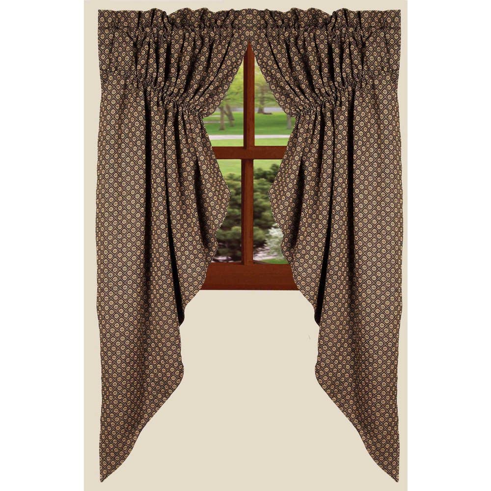 Black-Nutmeg Kingston Jacquard Gathered Swag - Lined - Home Collections by Raghu