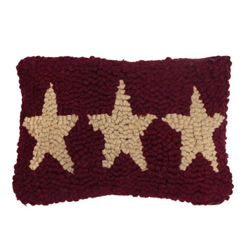 Three Star hooked Pillow 8x12 Wine PL572017