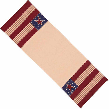 Nutmeg - Indigo - Barn Red Stars and Stripes Table Runner - Home Collections by Raghu