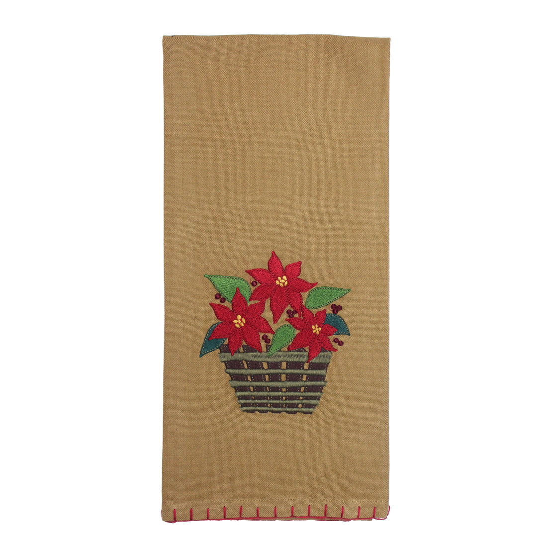 Poinsettia Basket Towel- Set of Two - Home Collections by Raghu
