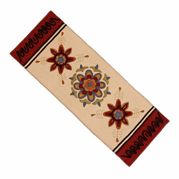 Cream 3 Flowers Table Runner TRWT0061