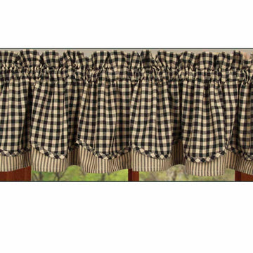 Black Nutmeg Heritage House Check Black Fairfield Valance Lined VF100011