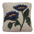 Blue Flowers Wool Hooked Pillow 14 In - Home Collections by Raghu
