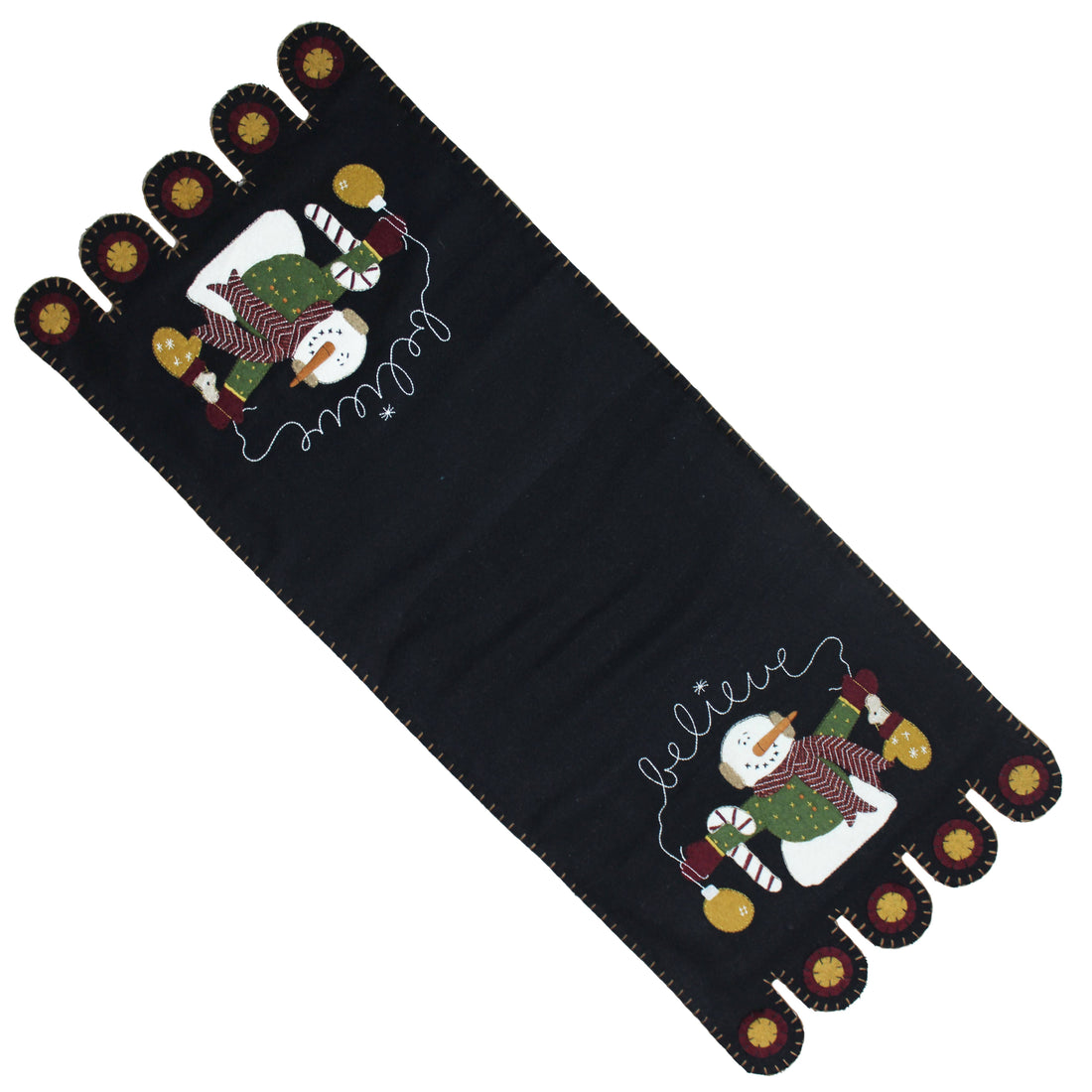 Snowman Believe Black Table Runner  - Home Collections by Raghu