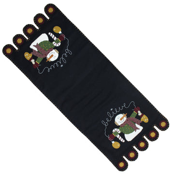 Snowman Believe Black Table Runner  - Home Collections by Raghu