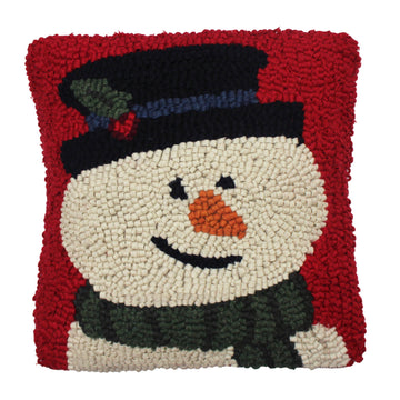 Flurry the Snowman Hooked  Pillow 14 In - Home Collections by Raghu