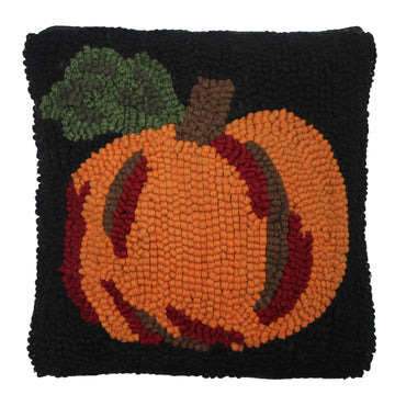 Pumpkin Wool Hooked Pillow 14 In - Home Collections by Raghu