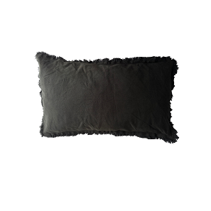 Moss Lumbar Frayed Pillow 15x27