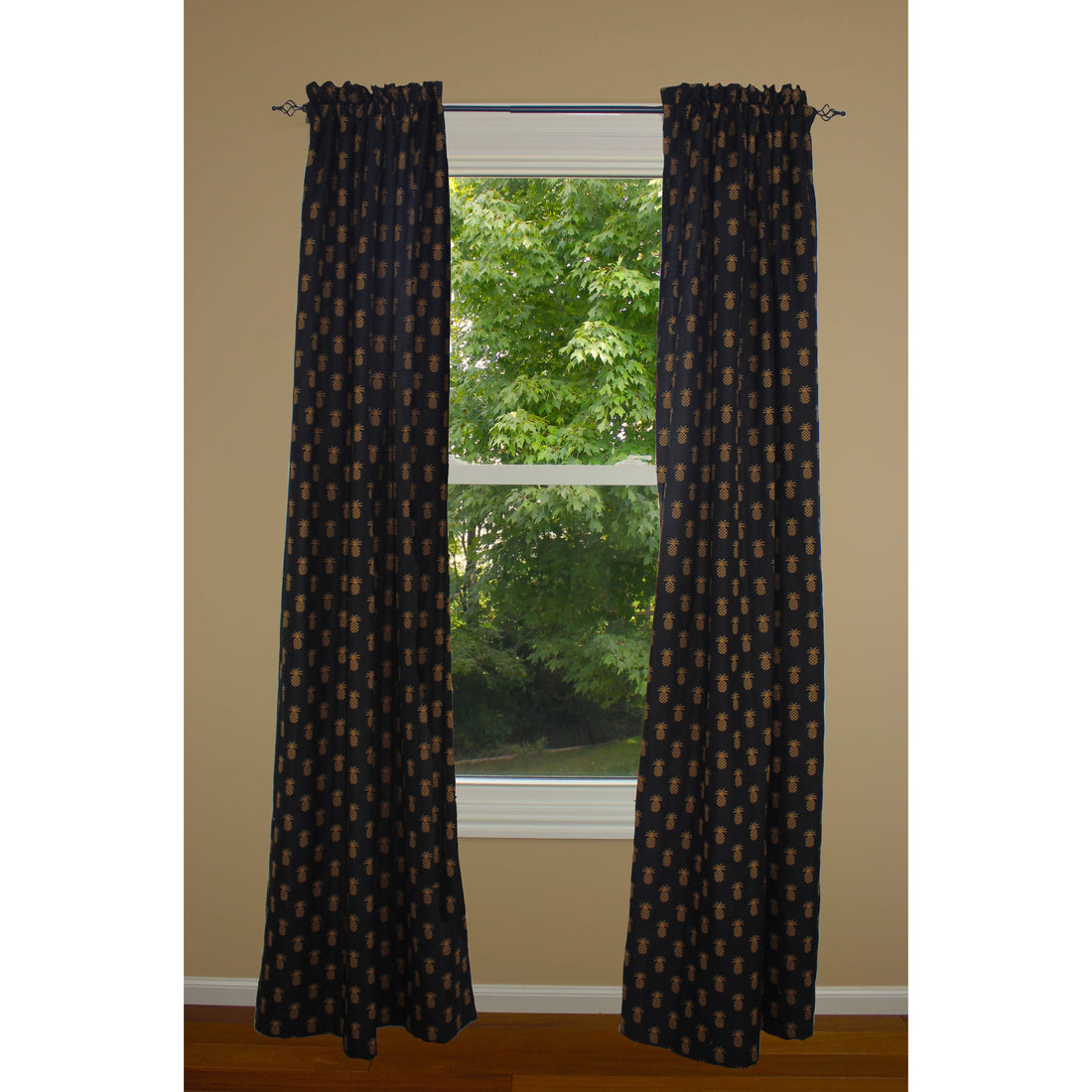 Pineapple Town Black Drapery Panels - Home Collections by Raghu