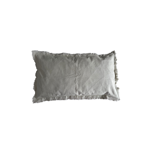 Oatmeal Lumbar Frayed Pillow 15x27