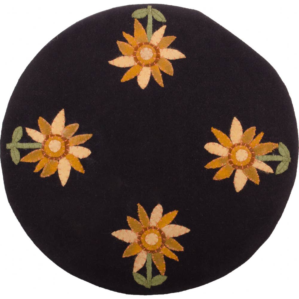 Sunflower Power Candle Mat Black - Set of Two - Home Collections by Raghu