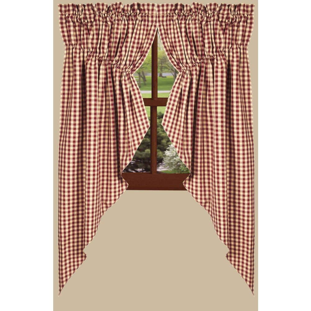 Barn Red Nutmeg Heritage House Check Barn Red Gathered Swag Lined - Home Collections by Raghu