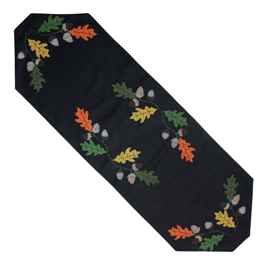 Leaves & Acorns Black Table Runner   - Home Collections by Raghu